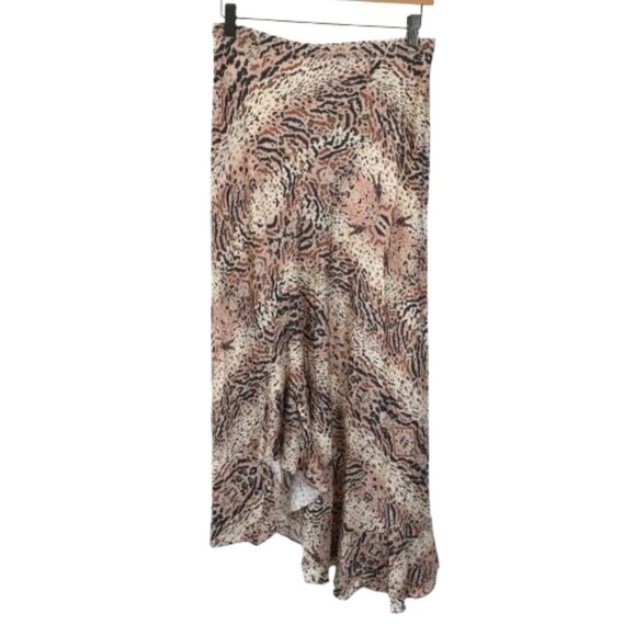 Womens Size 6 ALLSAINTS Raya Arietta Animal Print Ruffled Midi Maxi Skirt - Picture 9 of 10